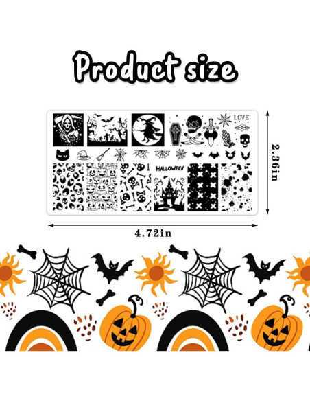Conjunto de Placas de Estampado de Uñas Halloween ALIBBON 6 Pcs Conjunto de Placas de Estampado de Uñas Halloween ALIBBON 6 Pcs