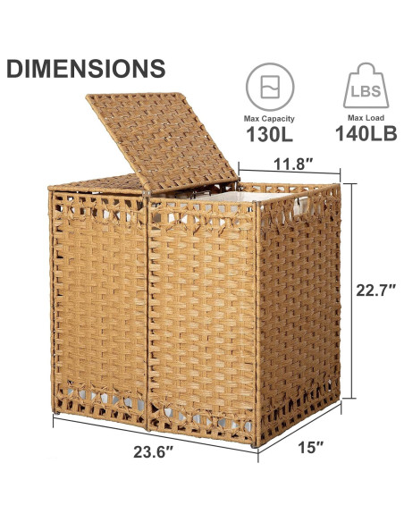 Cesto de Ropa Plegable KOUSEI 130L con Tapa Natural Cesto de Ropa Plegable KOUSEI 130L con Tapa Natural