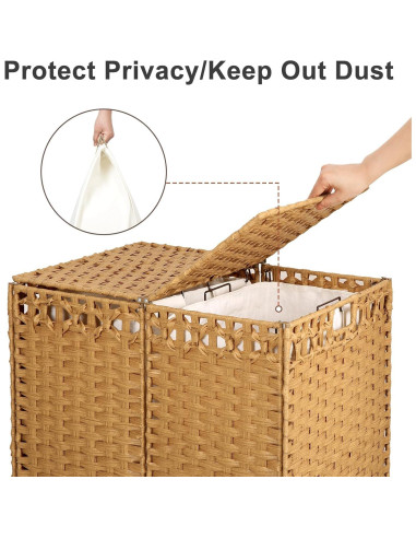 Cesto de Ropa Plegable KOUSEI 130L con Tapa Natural