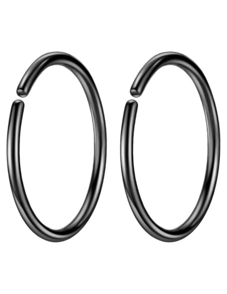 Pendientes de Aro Oro Plata Rosa Negro 18G 8mm Set de 2 Pendientes de Aro Oro Plata Rosa Negro 18G 8mm Set de 2