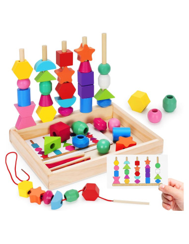 Juguete de Cuentas de Encaje de Madera Montessori TooyBing