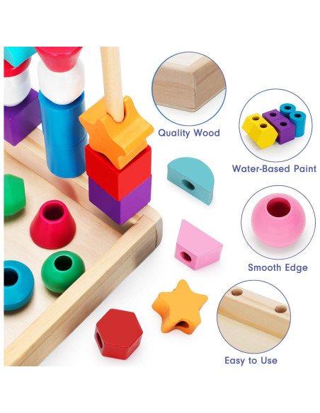 Juguete de Cuentas de Encaje de Madera Montessori TooyBing Juguete de Cuentas de Encaje de Madera Montessori TooyBing