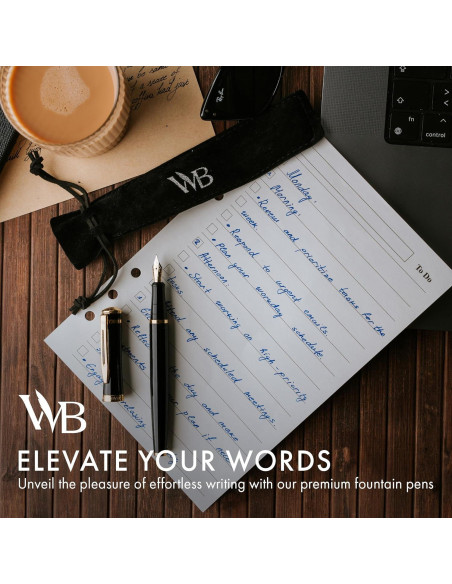 Pluma Fuente Wordsworth & Black, Punta Media 18K, Negro Dorado Pluma Fuente Wordsworth & Black, Punta Media 18K, Negro Dorado