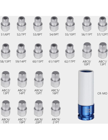 Kit de Eliminación de Tuercas de Bloqueo VW 23 Piezas con Adaptador