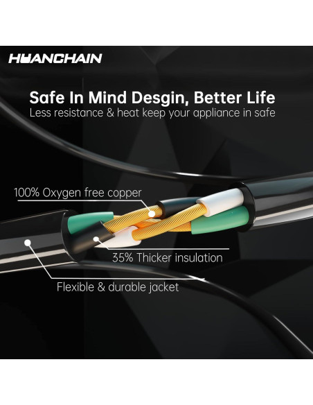 Cable de Extensión HUANCHAIN 30m Negro Impermeable 10A Cable de Extensión HUANCHAIN 30m Negro Impermeable 10A