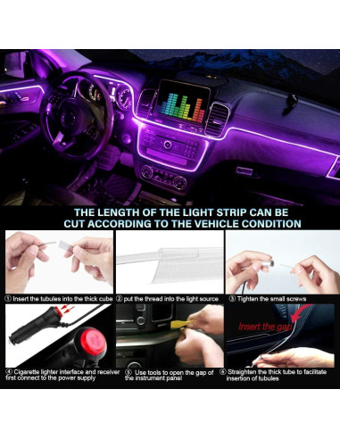 Tira LED interior de coche MAODANER 599.64 cm RGB Bluetooth