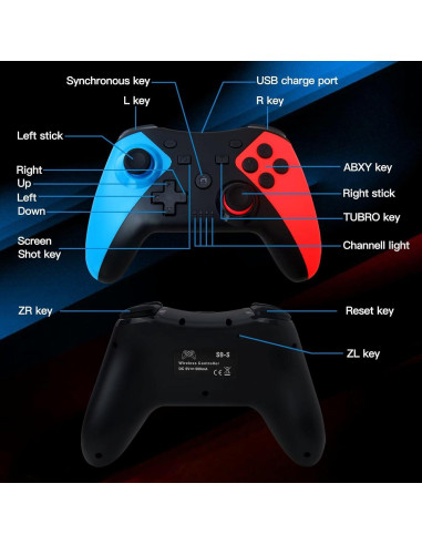 Controlador Pro Inalámbrico Nintendo Switch Joypad 20 Funciones