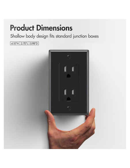 Toma de Corriente Decorativa Micmi 15Amp 10Pack Negra Toma de Corriente Decorativa Micmi 15Amp 10Pack Negra