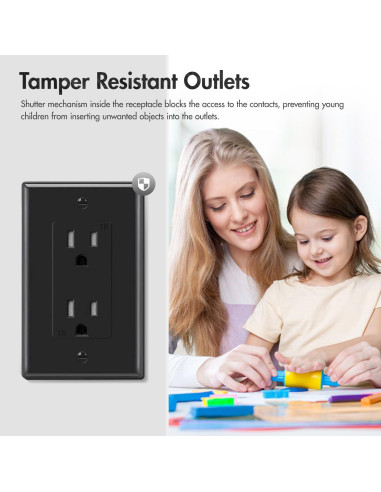 Toma de Corriente Decorativa Micmi 15Amp 10Pack Negra