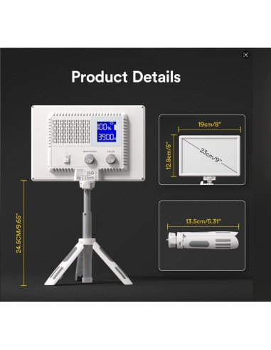 RALENO Luz de Video LED 12W con Batería 4000mAh y Soporte
