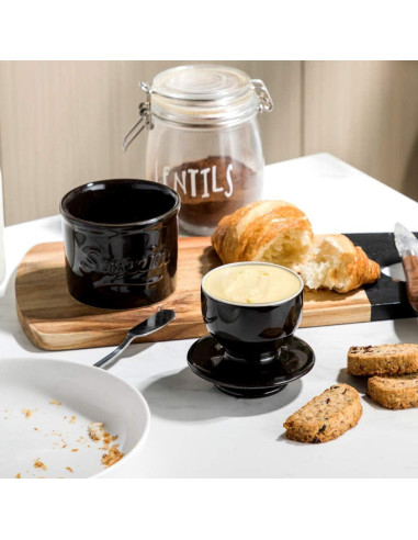 Crock de Mantequilla Sweejar de Porcelana Negro 1.5 Barras