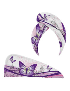 Toalla de Microfibra para Cabello WIRESTER - Mariposa Púrpura 65x25 cm