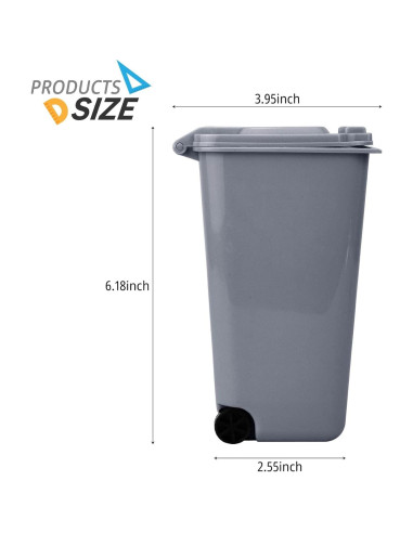 Mini Cubo de Basura Basculante Mugtel 650 ml Gris y Negro 2 Pcs