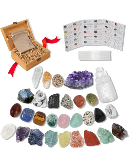 Juego de 30 Cristales Naturales Premium Cereikei - Chakra y Protección Juego de 30 Cristales Naturales Premium Cereikei - Chakra y Protección