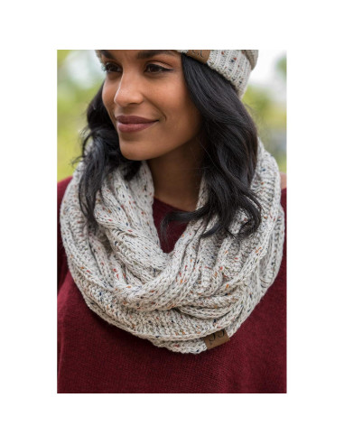 Bufanda Infinity de Punto de Cable Funky Junque - Mujer - Avena Confetti