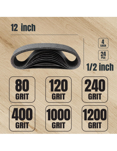Cintas de Lijado POWERTEC 46002 1/2" x 30.48 cm 24PK