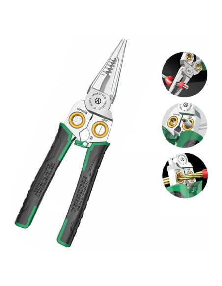 Destripador de Cables 7-en-1 Boxonly Verde, Alicates Multifuncionales Destripador de Cables 7-en-1 Boxonly Verde, Alicates Multifuncionales