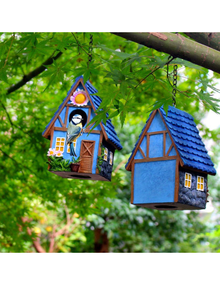 Casa de Pájaro Colgante Azul ZLSZTMI 20.32cm para Jardín Casa de Pájaro Colgante Azul ZLSZTMI 20.32cm para Jardín