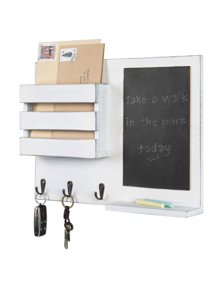 Organizador de correo y llaves MyGift blanco vintage pared Organizador de correo y llaves MyGift blanco vintage pared