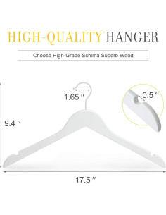 Perchas de Madera Blanca TOPIA HANGER - 10 Unidades CT06W 2