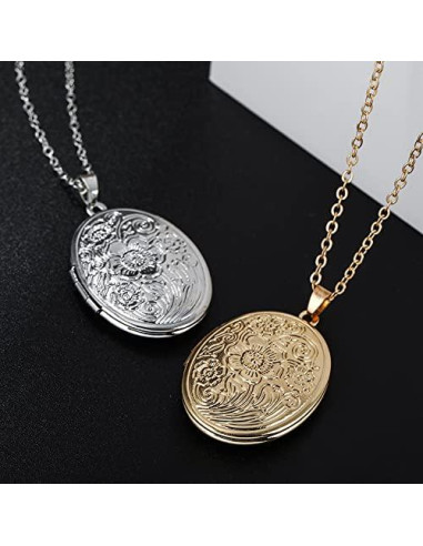 Collar Locket Dorado YALLNASL para Mujeres con Fotos 44.96 cm
