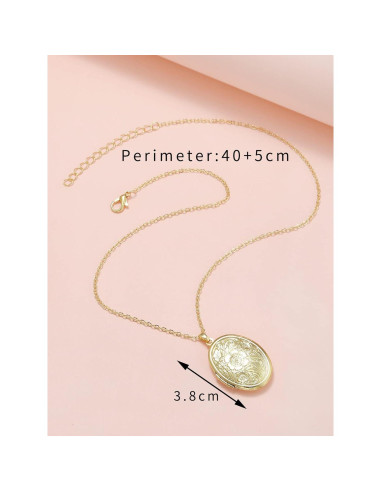 Collar Locket Dorado YALLNASL para Mujeres con Fotos 44.96 cm