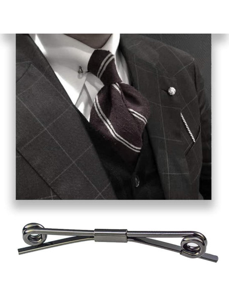 Clip de Corbata Ajustable YYBONNIE en Oro Negro y Plateado Clip de Corbata Ajustable YYBONNIE en Oro Negro y Plateado