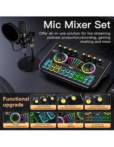 Kit de Podcast X3-BM700S con Mezclador y Micrófono 3.5mm