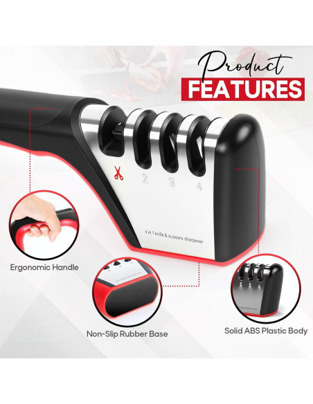 Afilador de cuchillos 4 en 1 SRISE profesional ergonómico Afilador de cuchillos 4 en 1 SRISE profesional ergonómico