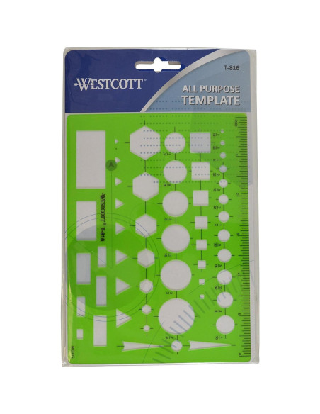 Plantilla de Dibujo Westcott T-816, Plástico Verde 11.43x15.24 cm Plantilla de Dibujo Westcott T-816, Plástico Verde 11.43x15.24 cm