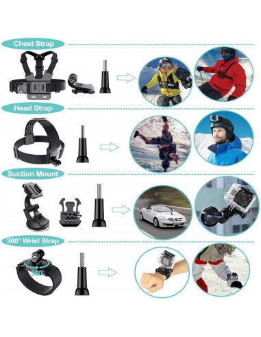 Kit de Accesorios para Cámara de Acción Reflex 50 en 1 - Compatible con GoPro, DJI, Insta360