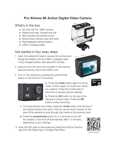 Cámara de Acción FREEZE2TRIM Go Plus Cam Pro 4K Impermeable