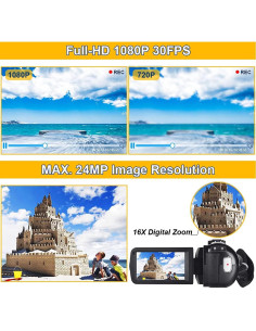 Cámara de Video Full HD 1080P 24MP LINNSE con Zoom 16X 2