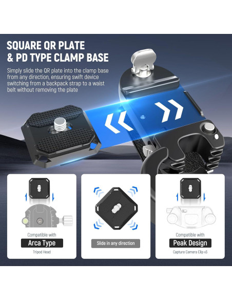 Clip de Cámara para Mochila NEEWER GP67 con Placa QR Clip de Cámara para Mochila NEEWER GP67 con Placa QR