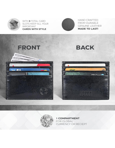 Funda de Cuero Genuino SERGA para Tarjetas - 6 Ranuras RFID