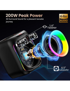 Máquina de Karaoke Bluetooth T16-T con 2 Micrófonos Inalámbricos 2