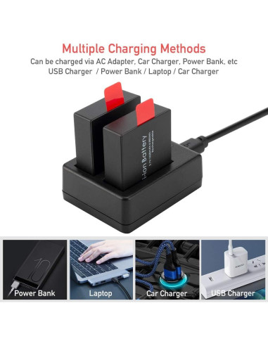 Paquete de 3 Baterías Recargables 1350mAh GEEKAM para Cámara de Acción