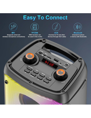 Altavoz Bluetooth TAMPROAD Q55 80W con Luces LED y Subwoofer