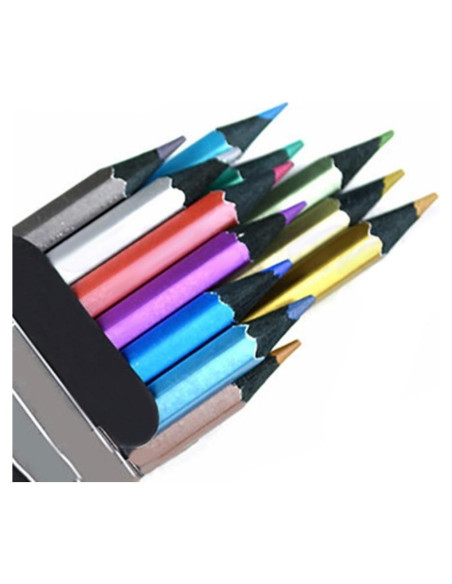 Juego de 12 Lápices de Colores Metálicos MXXGMYJ Ecológicos Juego de 12 Lápices de Colores Metálicos MXXGMYJ Ecológicos