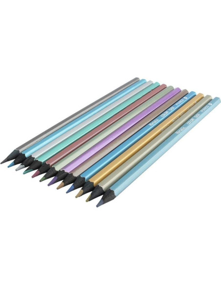 Juego de 12 Lápices de Colores Metálicos MXXGMYJ Ecológicos Juego de 12 Lápices de Colores Metálicos MXXGMYJ Ecológicos