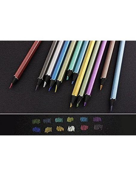 Juego de 12 Lápices de Colores Metálicos MXXGMYJ Ecológicos Juego de 12 Lápices de Colores Metálicos MXXGMYJ Ecológicos