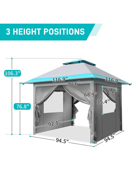 Carpa Pop Up Outvita 10x10ft Impermeable con Techo Doble Carpa Pop Up Outvita 10x10ft Impermeable con Techo Doble