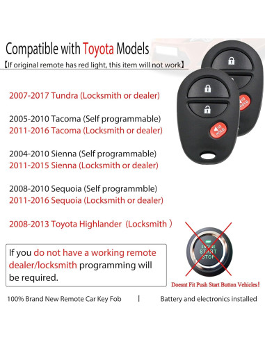Llavero Remoto MechanMagic para Toyota 2005-2017 2 Piezas