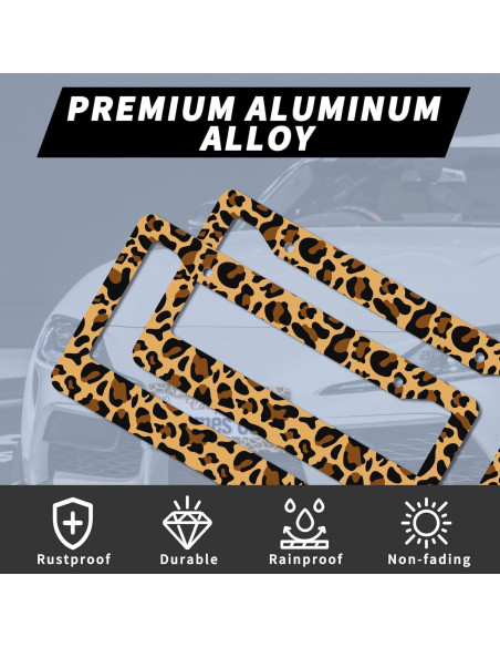 Marco de Placa de Licencia Aluminio Leopardo Marrón 2 Pzas Marco de Placa de Licencia Aluminio Leopardo Marrón 2 Pzas