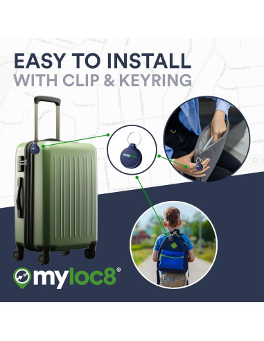 Rastreador GPS MYLOC8 para Niños y Objetos - Botón SOS, Impermeable
