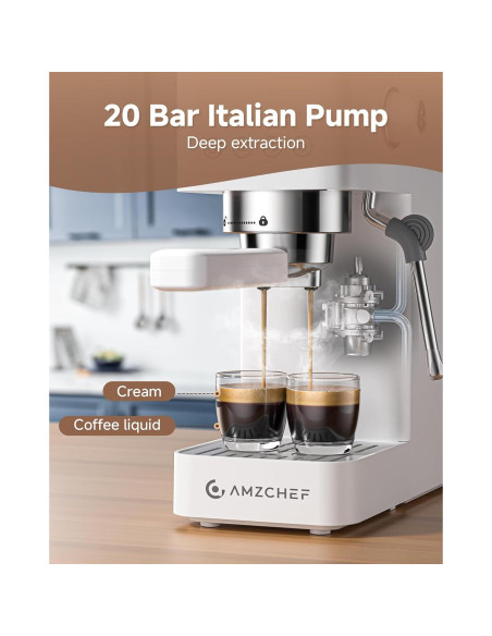 Máquina de Espresso AMZCHEF EM3131 20 Bar con Espumador 1.5L Máquina de Espresso AMZCHEF EM3131 20 Bar con Espumador 1.5L