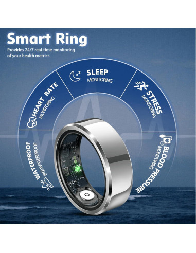 Anillo Inteligente Uaunega IP68 Monitoreo de Sueño y Salud