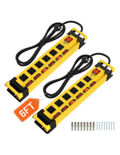 Regleta de Energía Plug'n 6 Salidas 2700J 2 Pack con Interruptores