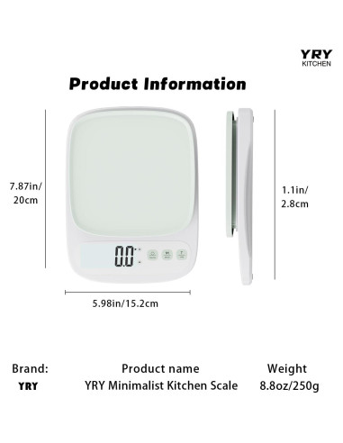 Balanza de Cocina YRY Verde Minimalista 10kg 1g LCD