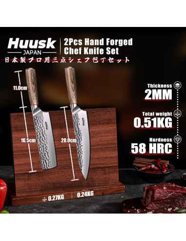 Juego de cuchillos de cocina Huusk 2 piezas - Chef y Nakiri